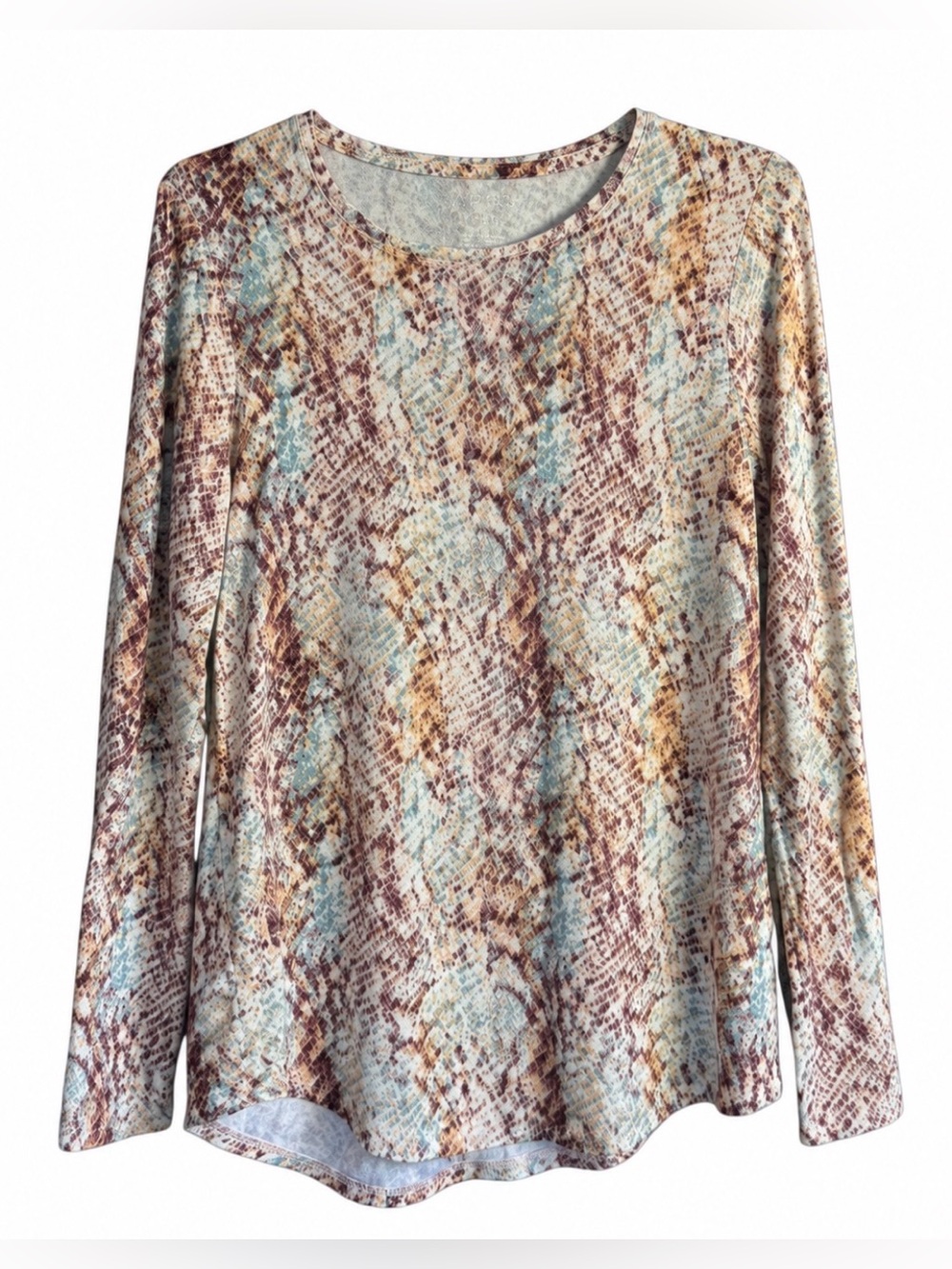Apt. 9 Essentials Snakeskin Print Long Sleeve Crewneck Top, Women’s Size XS
